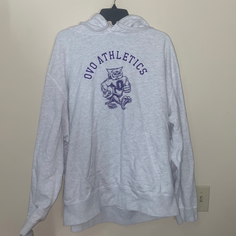 White and purple OVO Athletics hoodie